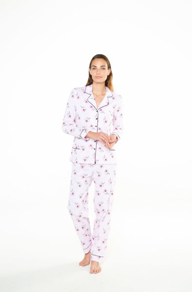 Picture of Ženska pidžama na kopčanje s cvjetnim printom